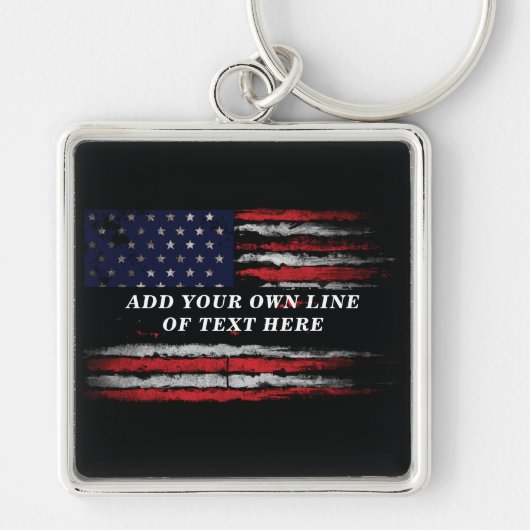 Add your own text on grunge American flag Sleutelhanger (Voorkant)