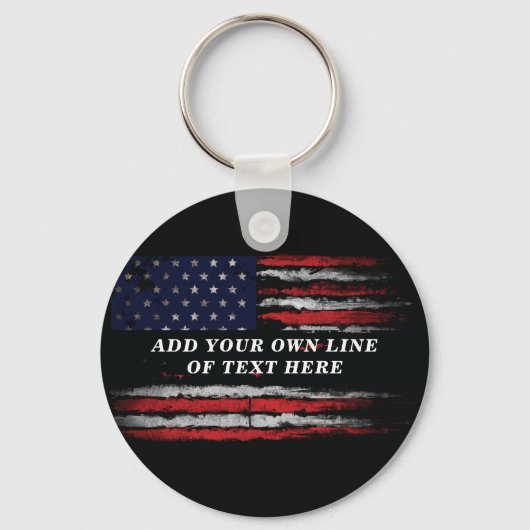 Add your own text on grunge American flag Sleutelhanger (Voorkant)
