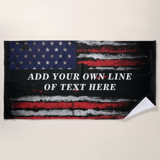 Add your own text on grunge American flag Strandlaken (Voorkant)