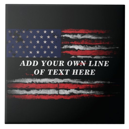 Add your own text on grunge American flag Tegeltje (Voorkant)