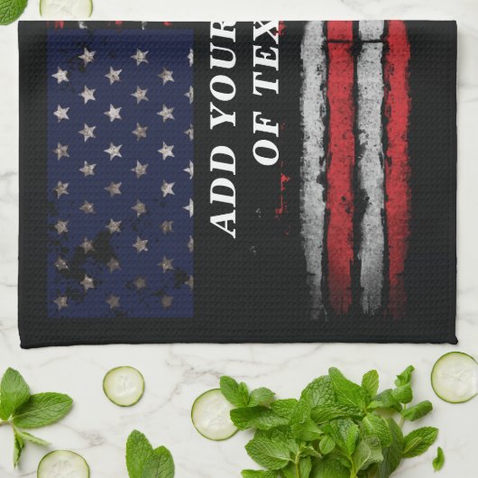 Add your own text on grunge American flag Theedoek (Gevouwen)