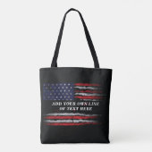 Add your own text on grunge American flag Tote Bag (Achterkant)