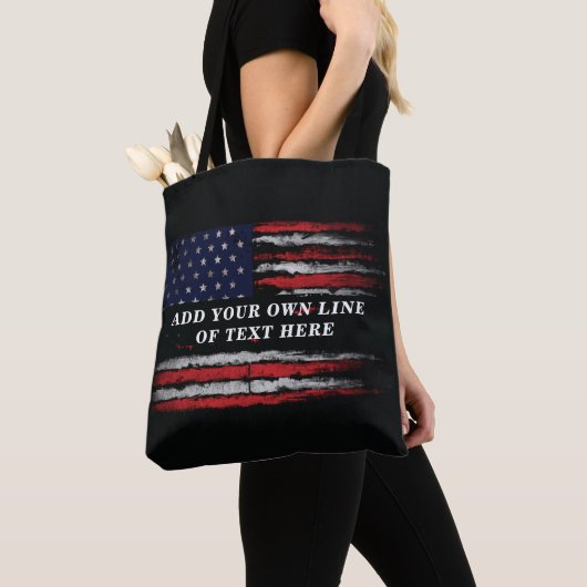Add your own text on grunge American flag Tote Bag (Dichtbij)