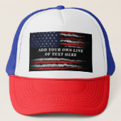 Add your own text on grunge American flag Trucker Pet (Voorkant)