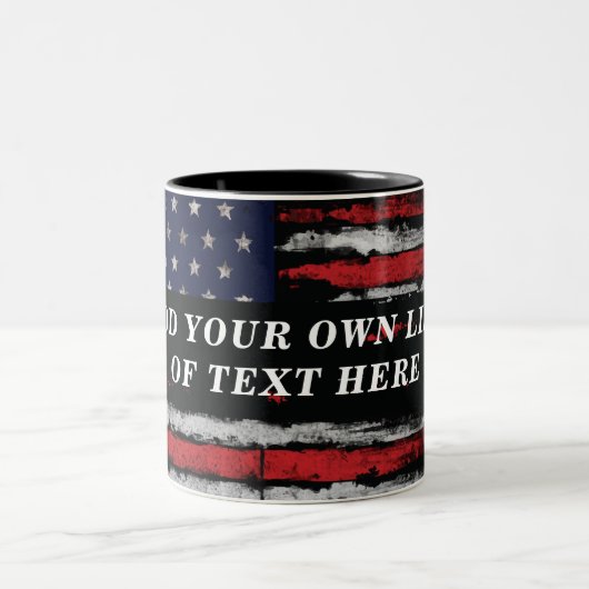 Add your own text on grunge American flag Tweekleurige Koffiemok (Center)