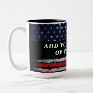 Add your own text on grunge American flag Tweekleurige Koffiemok