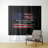 Add your own text on grunge American flag Wandkleed (In situ)