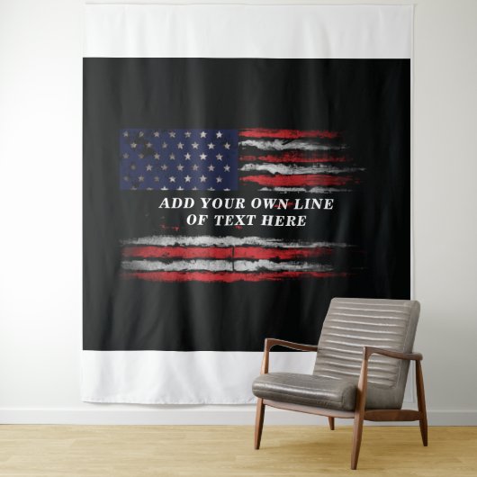 Add your own text on grunge American flag Wandkleed (In situ)
