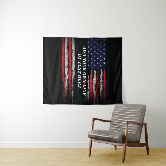 Add your own text on grunge American flag Wandkleed (In Situ (horizontaal))