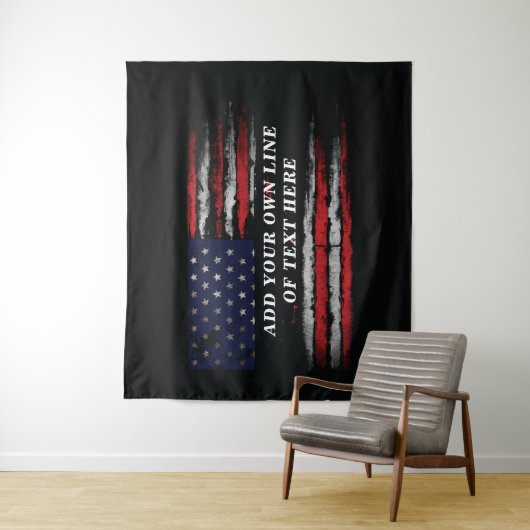 Add your own text on grunge American flag Wandkleed (In situ)