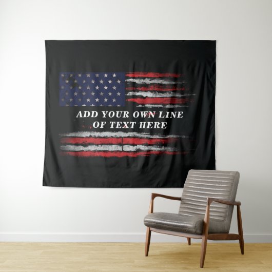 Add your own text on grunge American flag Wandkleed (In Situ (horizontaal))
