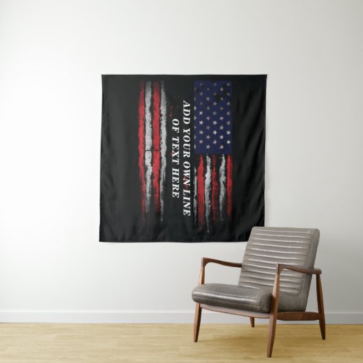 Add your own text on grunge American flag Wandkleed (In Situ (horizontaal))