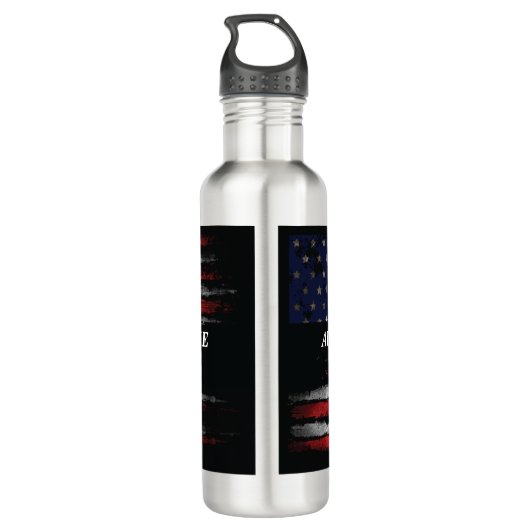 Add your own text on grunge American flag Waterfles (Achterkant)