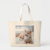 Add Your Photo and Text 2 Sided Customized Grote Tote Bag (Voorkant)
