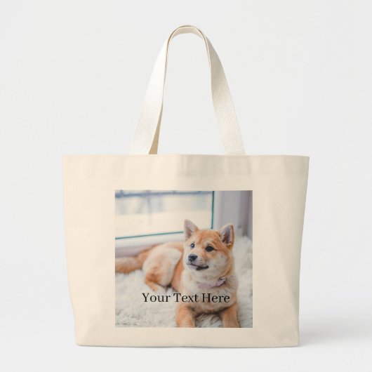 Add Your Photo and Text 2 Sided Customized Grote Tote Bag (Voorkant)