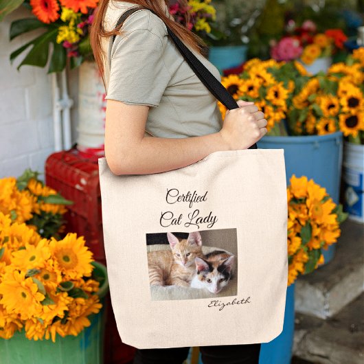 Add Your Photo Cat Lady Gym Tote Bag