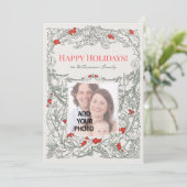 Add Your Photo Classical Christmas Holiday Card Feestdagenkaart (Staand voorkant)