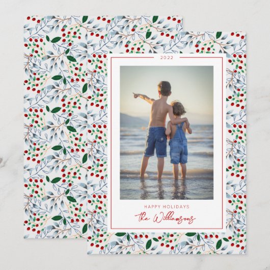 ADD YOUR PHOTO | Happy Holidays Kaart (Voorkant / Achterkant)