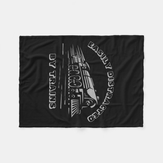 Add Your Text Easily Distracted By Steam Trains Fleece Deken (Voorkant (Horizontaal))