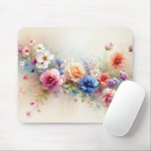 Add Your Text Name Elegant Watercolor Flowers Muismat (Met muis)