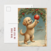 Add Your Text Season’s Greetings Puppy Postcard Feestdagenkaart (Voorkant / Achterkant)