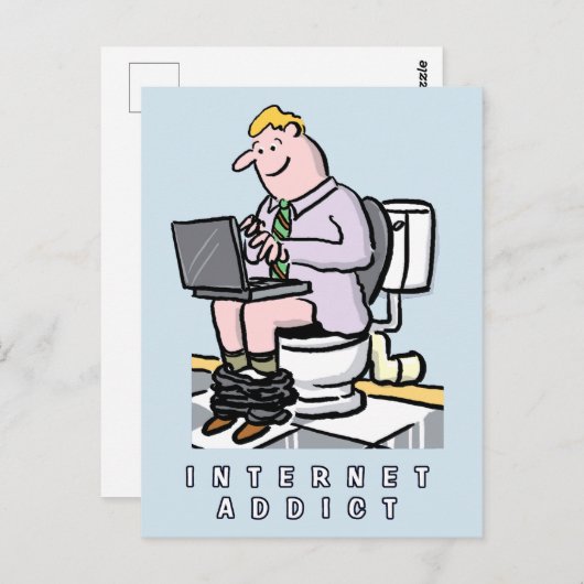 Addicatie voor computer, internet en sociale media briefkaart (Voorkant / Achterkant)