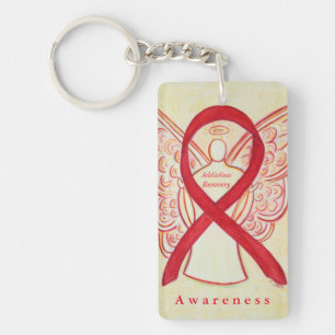 Addication Recovery Angel Awareness Ribbon Sleutel Sleutelhanger