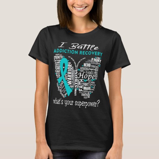 Addication Recovery Awareness Month Ribbon Gifts T-shirt (Voorkant)