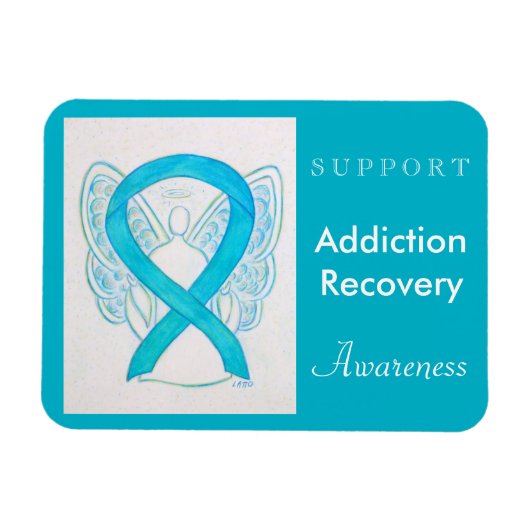 Addication Recovery Awareness Ribbon Angel Magnet Magneet (Horizontaal)