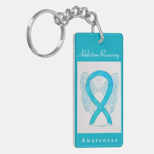 Addication Recovery Awareness Ribbon Angel Sleutel Sleutelhanger (Voorkant Links)