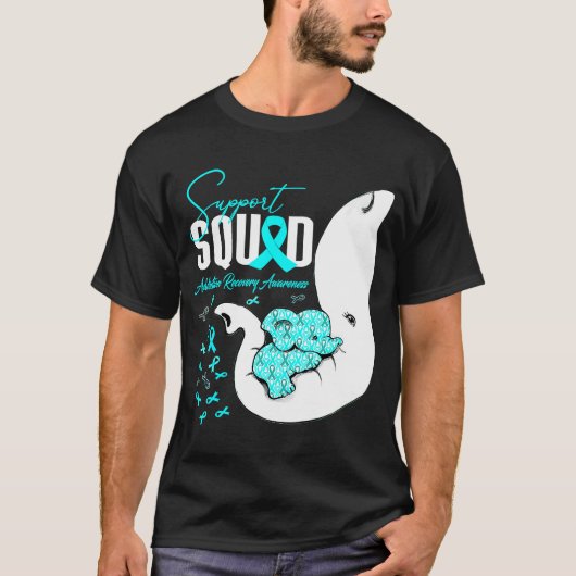 Addication Recovery Awareness Support Squad Elepha T-shirt (Voorkant)