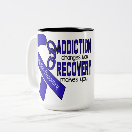 Addication Recovery Sobriety Tweekleurige Koffiemok (Voorkant links)