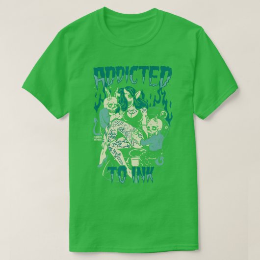 Addicted To Ink Spooky Tattoos Premium T-shirt (Design voorkant)