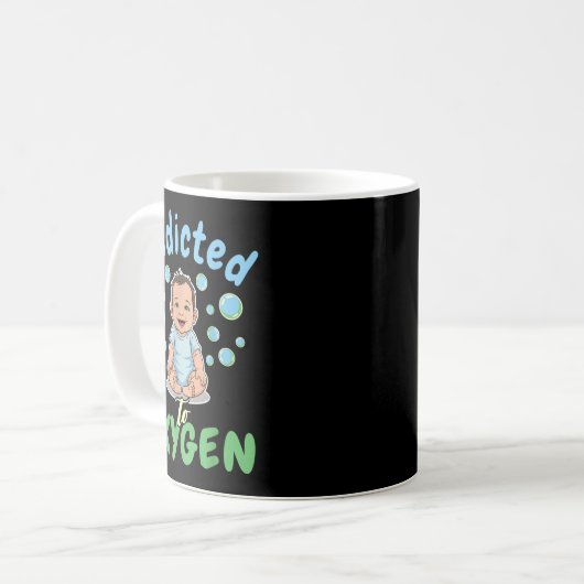 Addicted To Oxygen Baby Funny Bubbles Quote Gift  Koffiemok (Voorkant links)