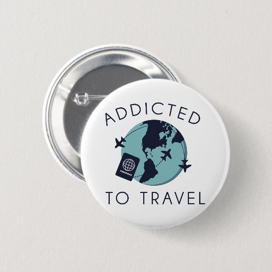 Addicted To Travel Ronde Button 5,7 Cm (Voorkant /achterkant)