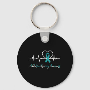 Addiction Recovery Awareness Heartbeat Blauwgroen  Sleutelhanger