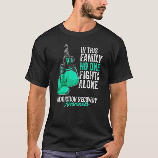 Addiction Recovery Awareness Month Gloves Teal Rib T-shirt (Voorkant)