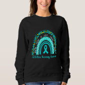 Addiction Recovery Awareness teal rainbow leopard Trui (Voorkant)