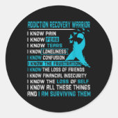 Addiction Recovery Warrior Shirt voor vrouwelijke  Ronde Sticker (Voorkant)