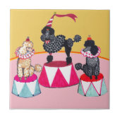 Addie's Circus Poodles Ceramic Tile Trivet Tegeltje (Voorkant)