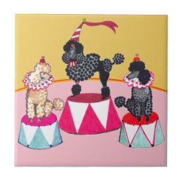 Addie's Circus Poodles Ceramic Tile Trivet Tegeltje