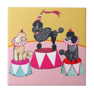 Addie's Circus Poodles Ceramic Tile Trivet Tegeltje