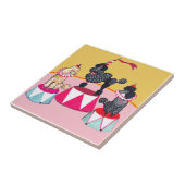 Addie's Circus Poodles Ceramic Tile Trivet Tegeltje (Zijkant)