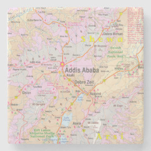 Addis Ababa & Centraal Ethiopië Vintage Kaart Stenen Onderzetter