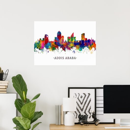 Addis Ababa Ethiopia skyline Poster (Thuiskantoor)