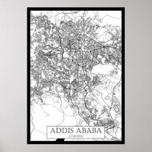 Addis Ababa Ethiopië Kaart Poster