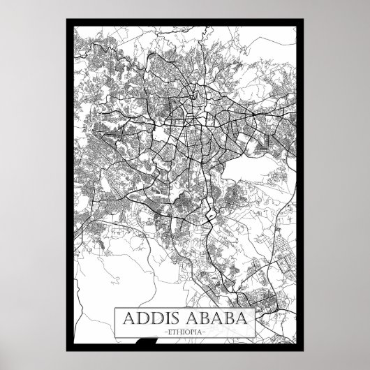 Addis Ababa Ethiopië Kaart Poster (Voorkant)