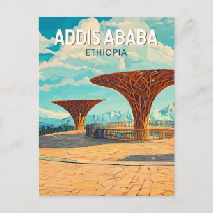 Addis Ababa Ethiopië Reis Kunst Vintage Briefkaart