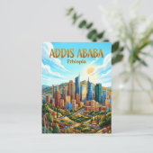 Addis Ababa Silhouet Ethiopië Briefkaart (Staand voorkant)