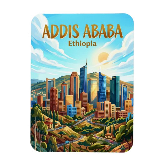Addis Ababa Silhouet Ethiopië Magneet (Verticaal)
